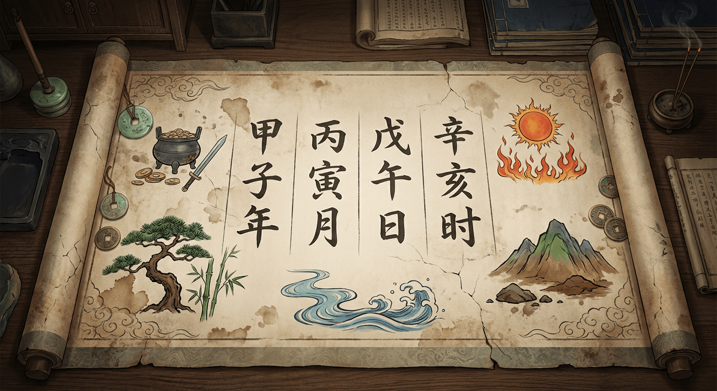 八字分析 - 人生蓝图生成系统 八字分析系统预览图 - 基于出生日期生成详细人生蓝图,包含性格分析、事业财富、婚姻关系和健康洞察